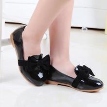 New Super Soft children shoes girls leather shoes for girls with bow dress shoes single shoesbaby moccsins
