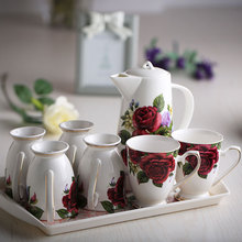 Fashion Bone China Ceramic Coffee/Tea/Water Cup And Pot 6 Peices Sets European High Quality Fashion Household Gift
