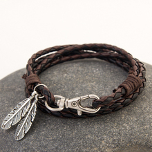 Punk Hand Braided Bracelets & Bangles Rope Chain Leaf Bracelet Brand Accessories Newest Women Leather Charm Bracelets For Gifts