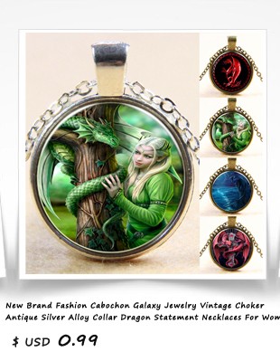 New-Brand-Fashion-Cabochon-Galaxy-Jewelry-Vintage-Choker-Antique-Silver-Alloy-Collar-Dragon-Statement-Necklaces-For