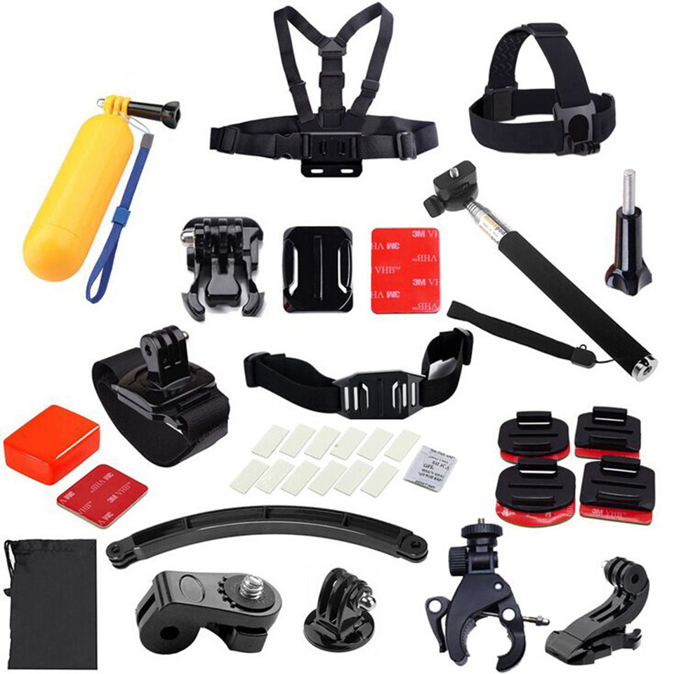 For GoPro Accessories Set Monopod Tropod Adapter Helmet Extention Kits Handlebar Mount for Gopro Hero 3 3+4 sj4000 Xiaomi yi