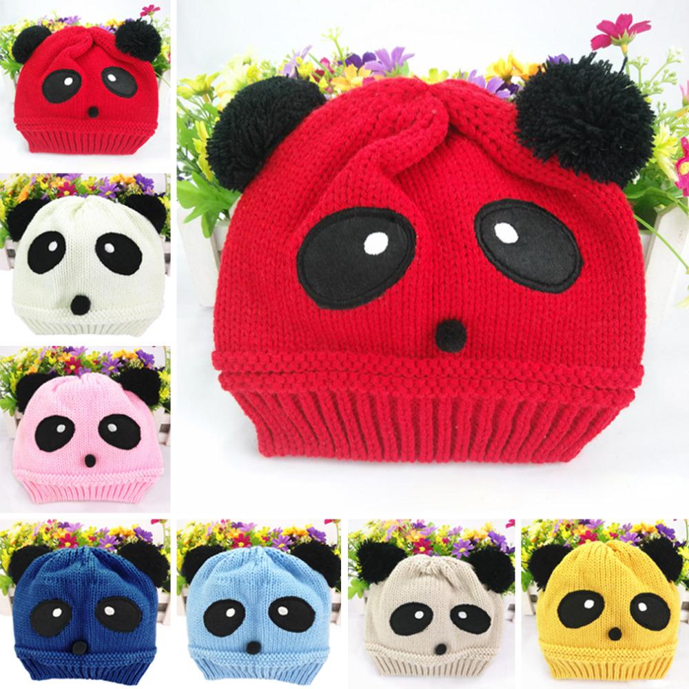 Winter Cute animal Panda Baby Hats boy girl kids Warm crochet beanie hats cap for
