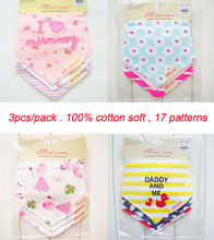 3pc/lot 100% cotton baby boys and girls bibs baby towel bandanas scarf children cravat infant towel