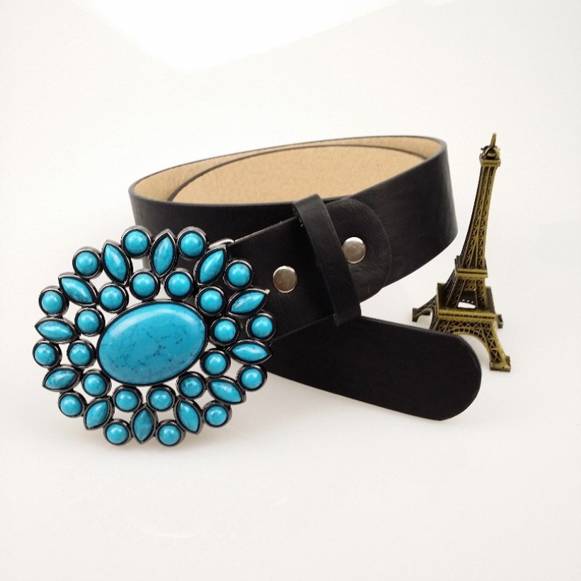 New Fashion Suede Leather Simple Turquoise Belt Buckle For Women Women&#39;s Waist Belts 1188/4-in ...