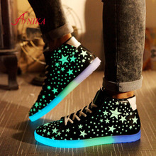 2015 New Specials hot Selling emitting luminous casual shoes men women couple LED lights shoe fashion sneakers Fluorescence 0018