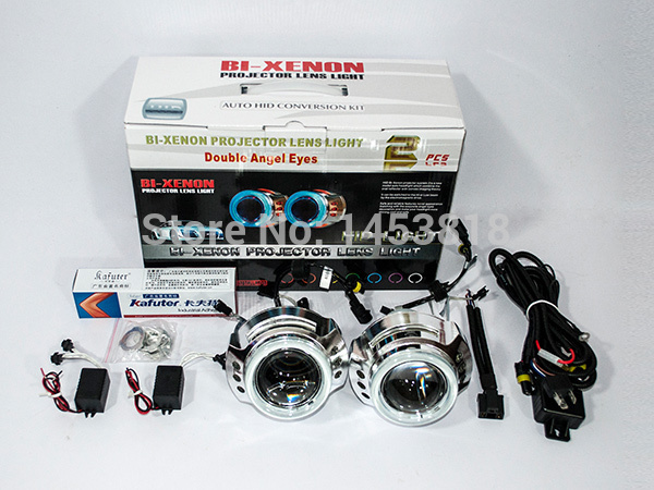 3.0HQI 35w 3'' inch Bi-xenon Projector Lens double Angel Eye Lamp for car H4 H1 H7 H13 HB3 HB4 9004 9007 4300K 5000k 6000k 8000k