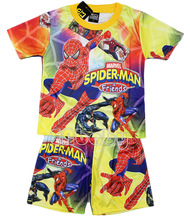 2015 super hero pyjamas superman spider man Various cartoon print children s pajamas kids pajama sets