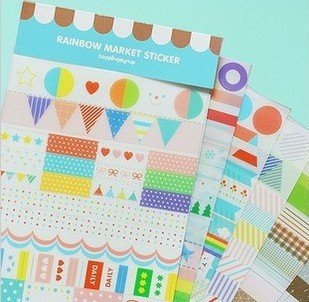 Freeshipping!Wholesale,New Cute Rainbow Diary Stickers/Multifunction/ Cartoon DIY PVC Sticker/Index Sticker/Sign post/6pcs/set