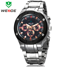 Nuevo WEIDE militar deportes relojes acero lleno originales de marcas de lujo 6 manos de múltiples funciones fecha / día 30 M Waterproofed reloj