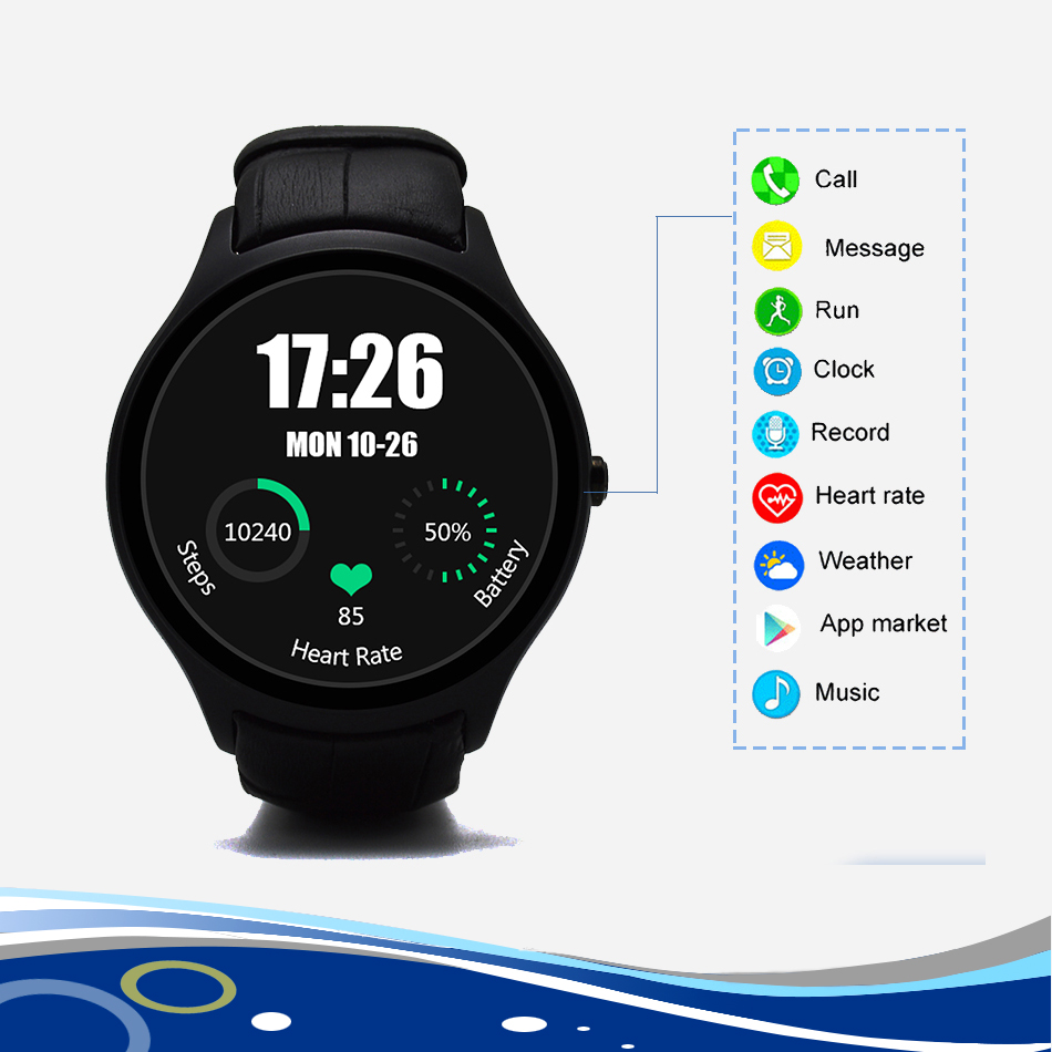 Newest Android 4 4 Round Smart Watch Heart Rate Monitor Dual Core 512 RAM 4GB ROM