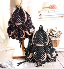 10 pcs/lot Polkadot Girls Canvas backpack