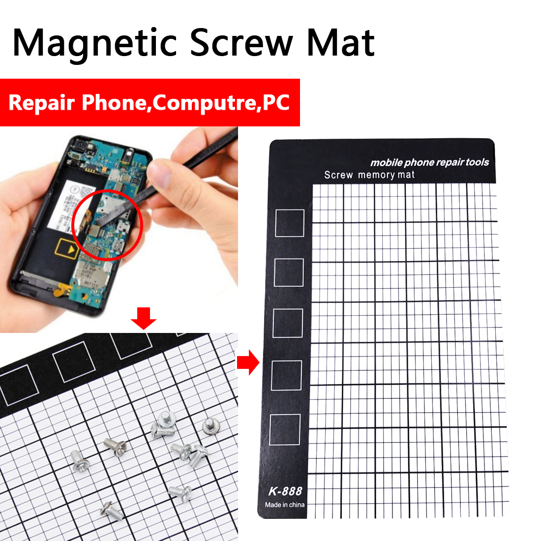 Magnetic Screw Mat Prevent Small Screws Losing 9.8 x 7.9 inches Magnetic Project Mat Rewritable Work Mat