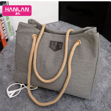 2016 New Women Large Capacity Handbags Fashion Simple Casual Canvas Package Ladies Shoulder Bag Lady Big