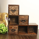 Paulownia burning house original product trapezoidal drawer storage cabinet storage box / jewelry box wood storage box