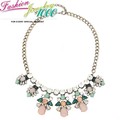 New Colorful Leaf Flower Chunky Statement Crystal Pendant Choker Necklace Fashion Jewelry For Women Free