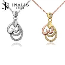 N569 New Arrival Women Necklace African Wedding Gold Plated Austrian Crystal Pendant Necklace Jewlery Vintage Statement