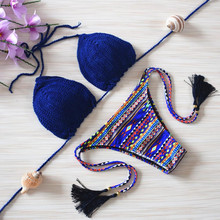 2016 Women Vintage Summer Bikini Sexy Crochet Bikini Swimwear Knitted Bikini Swimsuit Handmade Bathing Suit