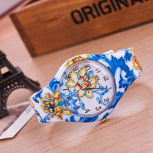 New High Quality Quartz watch Wrist Watches Women Girl Watch top brand luxury Silicone Printed Flower