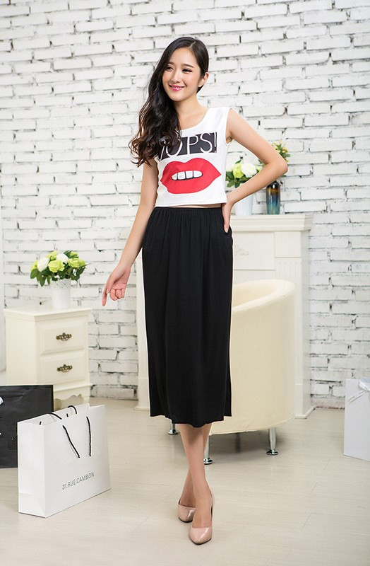 Description Picture 4 of itemWoman Half Slips Modal Solid Skirt Petticoat Knee Length dress Lady Underskirts Vestidos Summer Cheap Skirts Underdress Summer