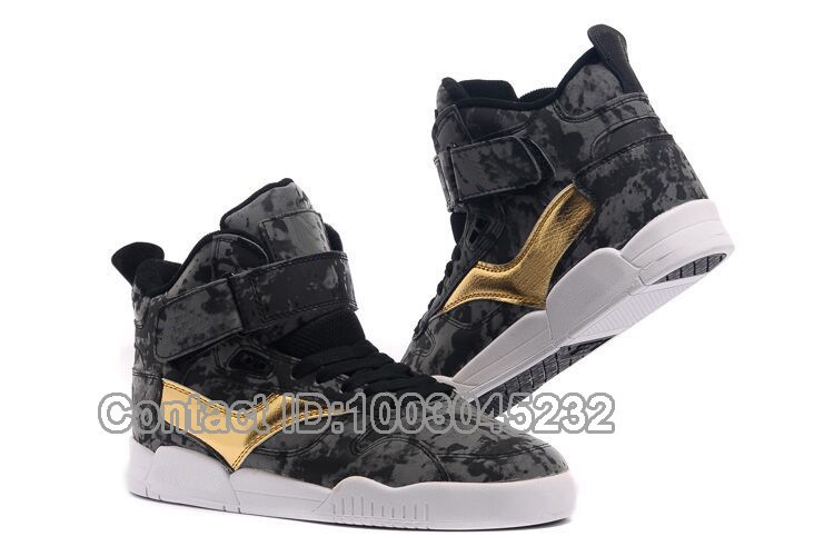 Wholesale Justin Bieber Supring Black Gray Gold Army Camouflage High Top Skate Shoes_3