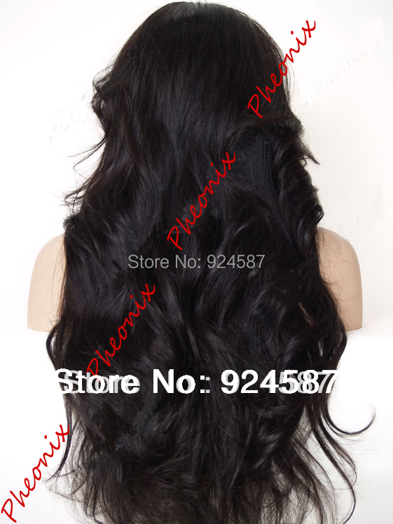 Бесплатная доставка мода горячая распродажа естественная волна естественный черный жаропрочных волос синтетический перед парики для женщин / Flora-22.3M