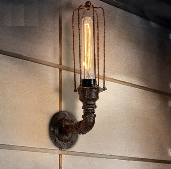 Фотография Loft Style Iron Art Water Pipe Lamp Edison Wall Sconce Retro Wall Light Fixtures For Home Vintage Industrial Lighting Arandela