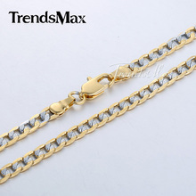 4mm Curb 18K Gold Filled Necklace Chain Jewelry Silver & Gold Tone Mens Womens 19.6 inch  GN64