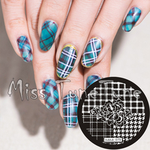 New Stamping Plate hehe75 Nail Art Template Flower Plaid Houndstooth Swallow Grid Elegant Stamping Transfer DIY Tool