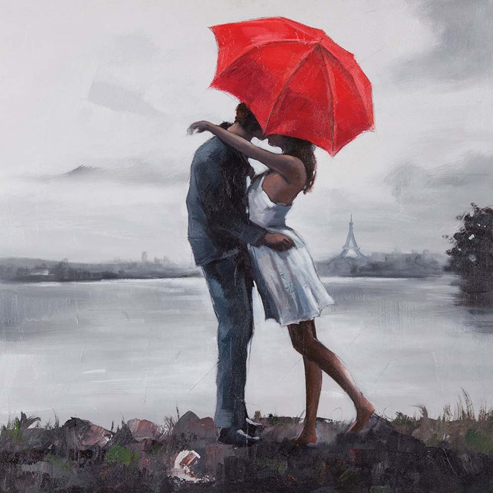 Kissing in The Rain With Umbrella images