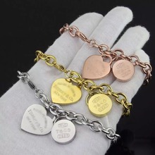 Hot Sale!Brand Luxury Women medallion tether Bangle 18K Gold/Silver/Rose plated Titanium Stainless Steel inlay zircon bracelet