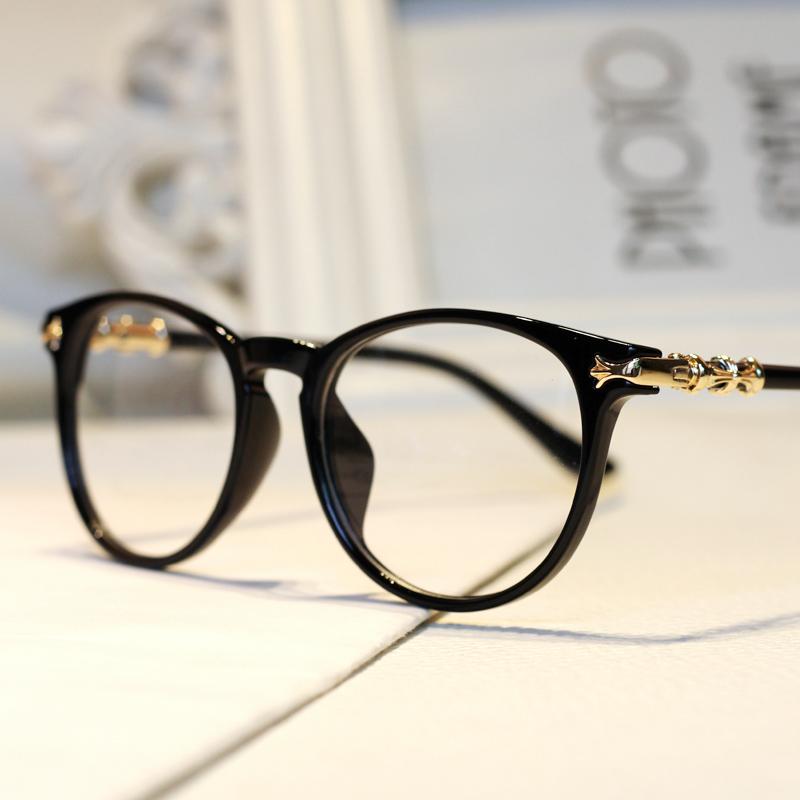 hot retro women big clear glasses frames metal decoration ...