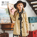 2016 New arrival Girls single breasted embroidery Turn down Collar Windbreaker Kids Jackets Outerwear