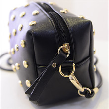 2015 Fashion Women CrossBody Bag High Quality Designer Rivet Pu Leather Ladies Flap Shoulder bag Black