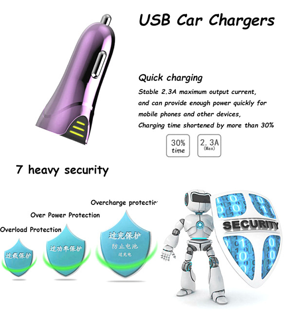 dual usb car charger 2a
