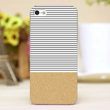 Minimal Gold Glitter Stripes Design transparent case cover cell mobile phone cases for Apple iphone 4 4s 5 5c 5s hard shell
