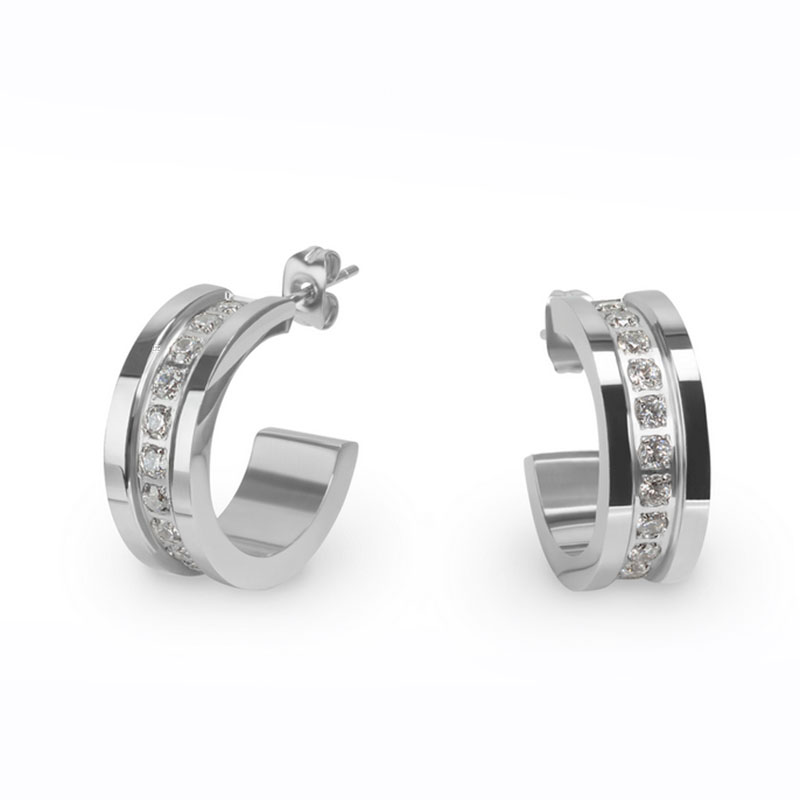 WAWFROK Queen High Quality CNC 316L Stainless Steel Earrings for Women Perfect Polished Circle Stud Earrings Trendy Jewelry E-11