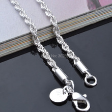 16 24INCHES Free shipping Beautiful fashion Elegant 925 Sterling silver charm Rope chain retro pretty Girl