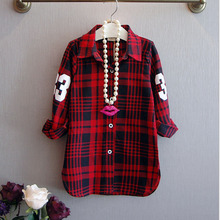 New Fashion Children Girls Casual Long Sleeves Plaid Shirt Blouse Baby Girls Plaid Cotton Clothes Girls Wear 2-7Yrs YY0262