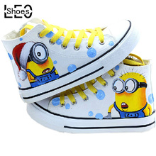 2016 New Cartoon Despicable Me 2 Minion Shoes Couples Men Women Sport Casual Shoes Man Woman Breathable Flat Shoes Rubber Sole