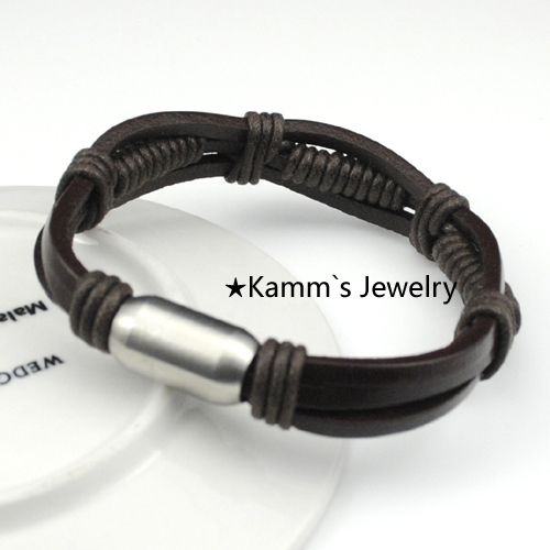 100 Genuine Cowhide Leather Bracelet Wrap Bracelet Men Bracelet Wristband Wholesale Rope Chain Handmade Jewelry KB460