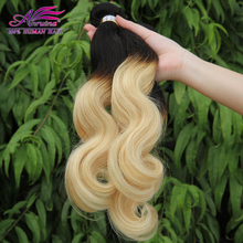 New item! malaysian ombre hair 1b/platinum blonde human hair body wave weave cheap 613 ombre hair extensions mixed 10”-30”