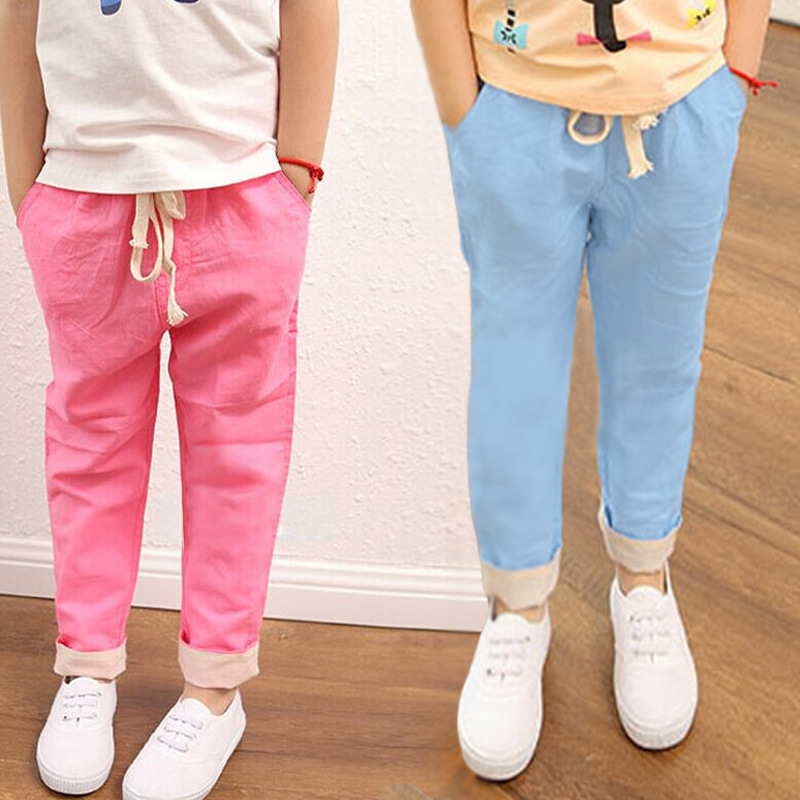 Free shipping new 2015 hot summer boys girls trousers kids harem pants children comfortable Cotton linen