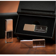 (Over 30pcs Free Logo) Promotion customized 3D Laser Engraving Logo Crystal USB 2.0 Memory Flash Stick Pendrive With Box