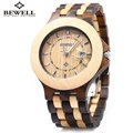 2016 Bewell Wooden Watch Men Luxury Brand Quartz Watch Date Luminous Waterproof Male Wood Wristwatches relogio
