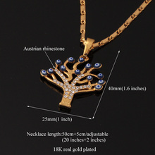 Evil Eye Pendants Unique Tree Shape New Trendy 18K Real Gold Plated Rhinestone Women Fashion Jewelry