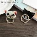 Wood Meets Color New Currents Ring Bracket Korean Cartoon Cat Universal Mobile Phone Anti theft Buckle