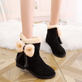 Snow boots for women shoes Bowtie Wedge shoes woman Nubuck Leather Short Plush botas feminina outono