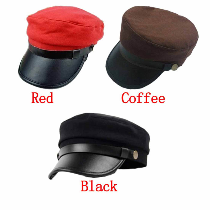 Купить маркетинг моды кожа пряжка армии военные колпачок плоский top hat студент шляпа Винтаж