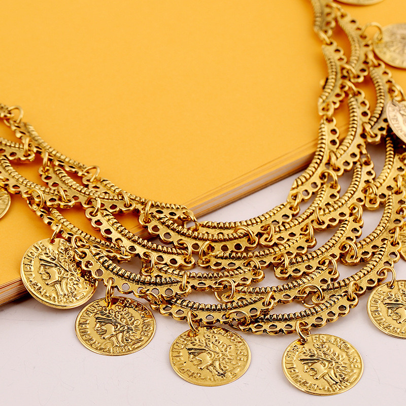 Choker Necklace Romantic Retro Coin Pendant Neckless Women Gold Jewellery collane e ciondoli (4)