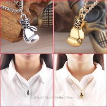 Gold/Silver Fashion Lovely Mini Boxing Glove Necklace Boxing match Jewelry Stainless Steel Cool Pendant for Men Boys Gift